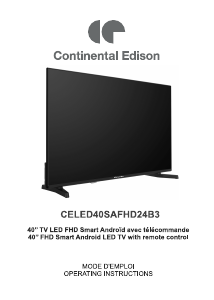 Mode d’emploi Continental Edison CELED40SAFHD24B3 Téléviseur LED