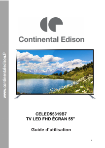 Mode d’emploi Continental Edison CELED55319B7 Téléviseur LED