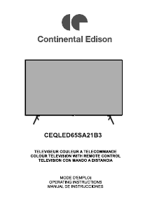 Handleiding Continental Edison CEQLED65SA21B3 LED televisie