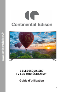 Mode d’emploi Continental Edison CELED55CUR19B7 Téléviseur LED