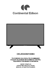 Mode d’emploi Continental Edison CELED43S0120B3 Téléviseur LED