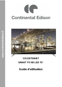 Mode d’emploi Continental Edison CELED754KB7 Téléviseur LED