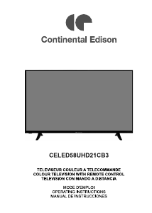 Mode d’emploi Continental Edison CELED58UHD21CB3 Téléviseur LED