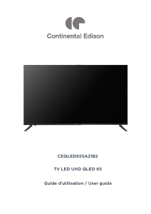 Mode d’emploi Continental Edison CEQLED65SA21B2 Téléviseur LED