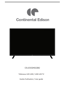 Mode d’emploi Continental Edison CELED32HD22B2 Téléviseur LED