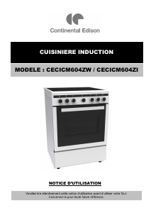 Mode d’emploi Continental Edison CECICM604ZW Cuisinière