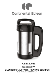 Blender CONTINENTAL EDISON CEBL1000IN Inox 1000W - Bol en verre 1.5L - Electroménager