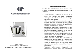 Mode d’emploi Continental Edison CERP700W Robot sur socle