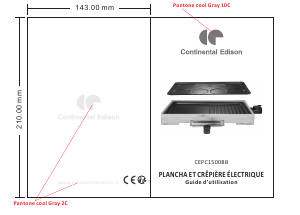 Manual Continental Edison CEPC1500BB Table Grill