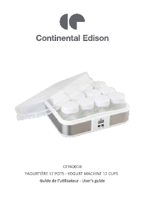 Handleiding Continental Edison CEYA001B Yoghurtmaker