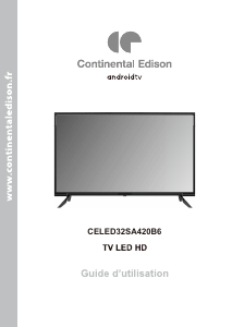 Mode d’emploi Continental Edison CELED32SA420B6 Téléviseur LED