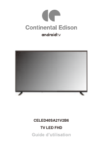 Mode d’emploi Continental Edison CELED40SA21V2B6 Téléviseur LED