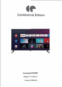 Mode d’emploi Continental Edison CELED43SAFHD20B7 Téléviseur LED