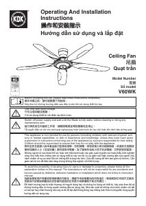 Handleiding KDK V60WK Plafondventilator