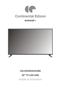 Mode d’emploi Continental Edison CELED50SAV222B6 Téléviseur LED