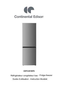 Mode d’emploi Continental Edison CEFC251NFS Réfrigérateur combiné