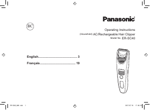 Mode d’emploi Panasonic ER-SC40K Tondeuse