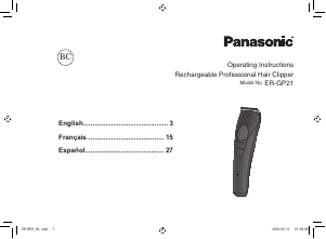 Mode d’emploi Panasonic ER-GP21K Tondeuse