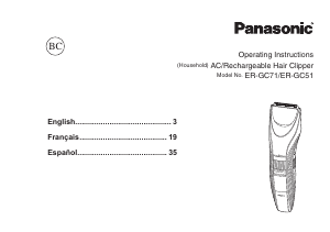 Manual Panasonic ER-GC71S Hair Clipper