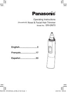 Mode d’emploi Panasonic ER-GN70K Tondeuse nez