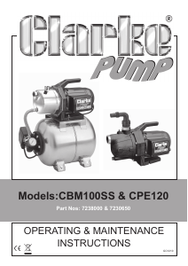 Manual Clarke CBM 100SS Water Pump