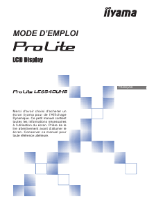 Mode d’emploi iiyama ProLite LE6540UHS Moniteur LCD