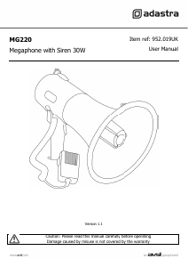 Handleiding Adastra MG220 Megafoon