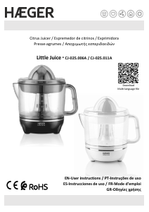 Εγχειρίδιο Haeger CJ-025.011A Little Juice Αποχυμωτής εσπεριδοειδών