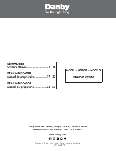 Mode d’emploi Danby DDR050BJP2WDB Déshumidificateur