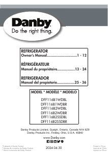 Mode d’emploi Danby DFF116B1WDBL Réfrigérateur combiné