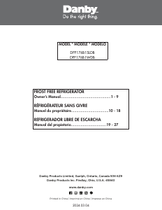 Mode d’emploi Danby DFF176B1SLDB Réfrigérateur combiné