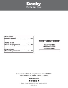 Manual de uso Danby DBMW0921BWW Microondas