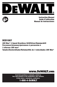 Mode d’emploi DeWalt DCD1007WW1 Perceuse visseuse