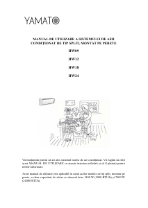 Manual Yamato HW18 Aer condiționat