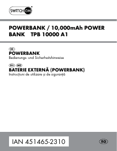 Manual Switch On TPB 10000 A1 Încărcător portabil