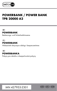 Návod Switch On TPB 20000 A2 Prenosná nabíjačka