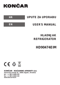 Priručnik Končar HD90474EIM Frižider – zamrzivač