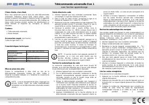 Mode d’emploi Pearl SD-1004-675 Télécommande
