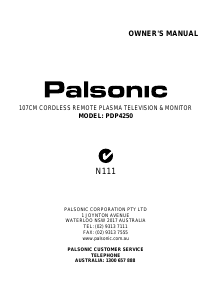 Manual Palsonic PDP4250 Plasma Television