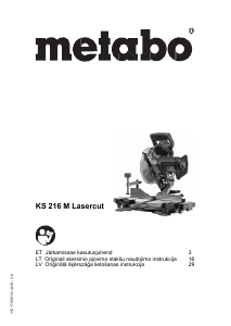 Rokasgrāmata Metabo KS 216 M Lasercut Leņķzāģis