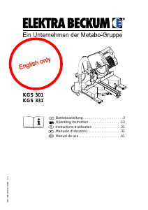 Handleiding Elektra Beckum KGS 301 Verstekzaag