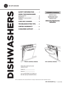 Manual GE GDT630PYMFS Dishwasher