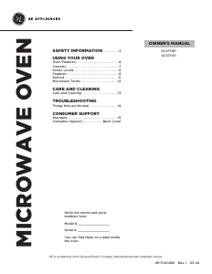 Manual GE GCST11X1WSS Microwave