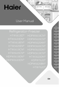 Handleiding Haier HTW7620DNMP Koel-vries combinatie