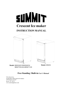 Manual Summit BIM26IF Ice Cube Maker