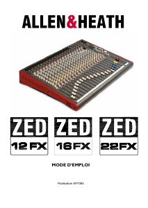 Mode d’emploi Allen & Heath ZED12FX Table de mixage