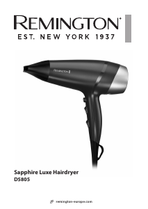 Manual Remington D5805 Sapphire Luxe Hair Dryer