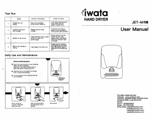 Manual Iwata JET-M16 Hand Dryer