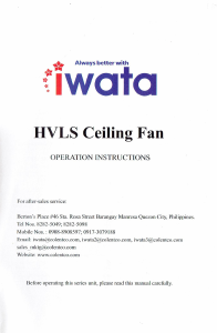 Manual Iwata HVLS-8X Ceiling Fan