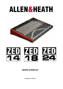 Mode d’emploi Allen & Heath ZED18 Table de mixage